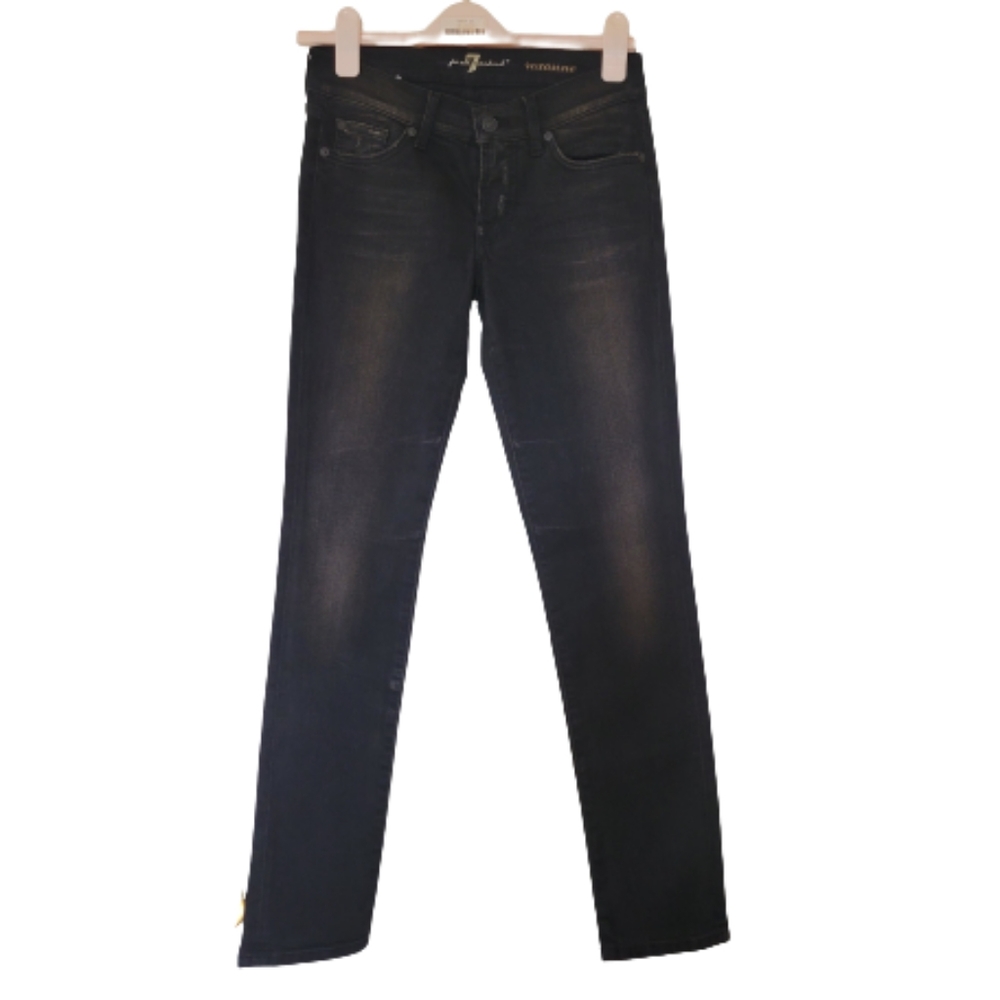 7 For All Mankind Roxanne Skinny Jeans JAMS Black Vintage Wash